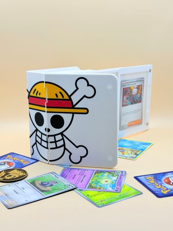 Luffy’s Jolly Roger. Anime display case. Anime cards display. One piece display. One piece cards binder.